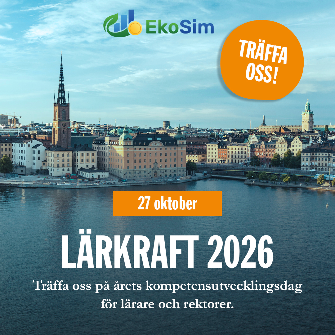 Ekosim deltar på mässan Lärkraft på Stockholmsmässan i Älvsjö den 27 oktober 2026
